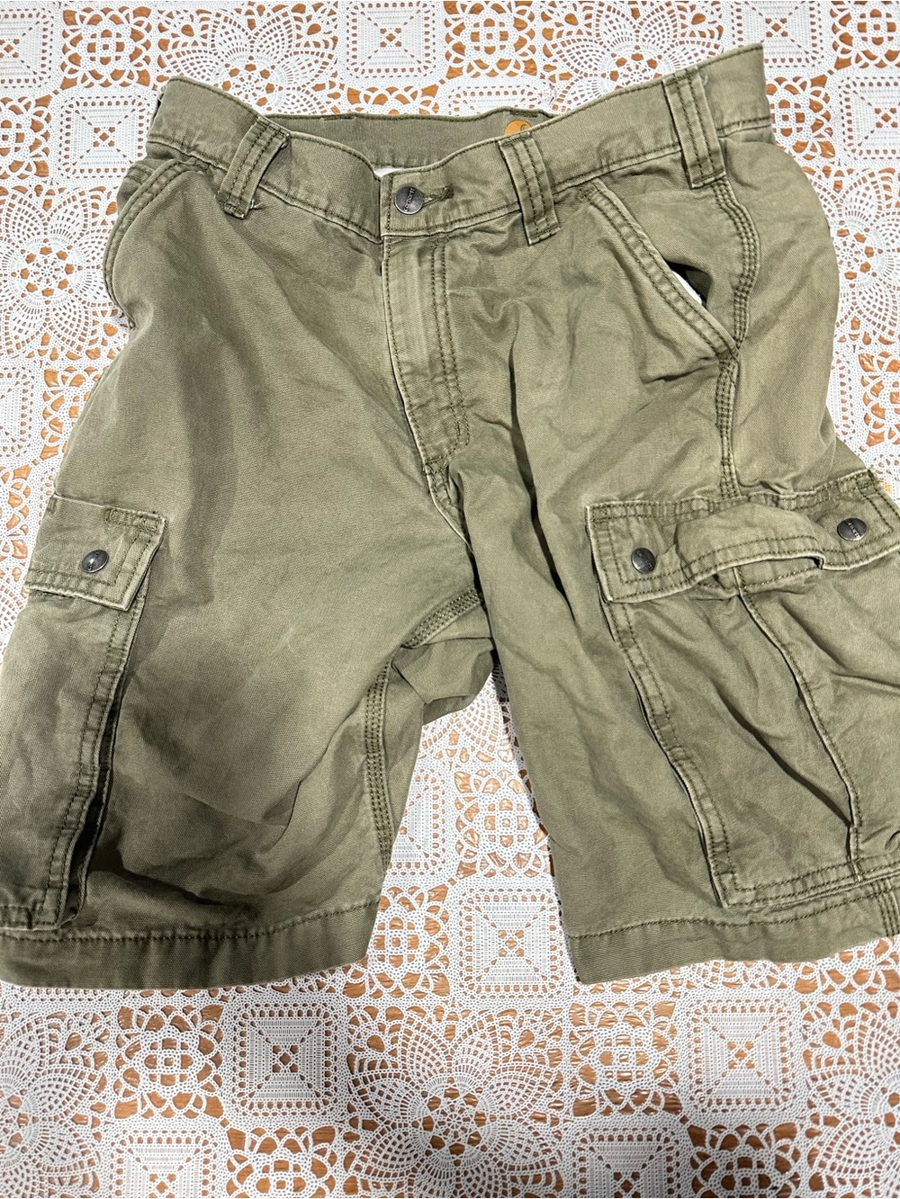 Carhartt Relaxed Fit Cargo Shorts Mens 32 Olive Green Utility Hiking Outdoor